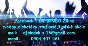 Dj binďo žilina Svadby, disko, stuzkove, rodinne, firemne akcie